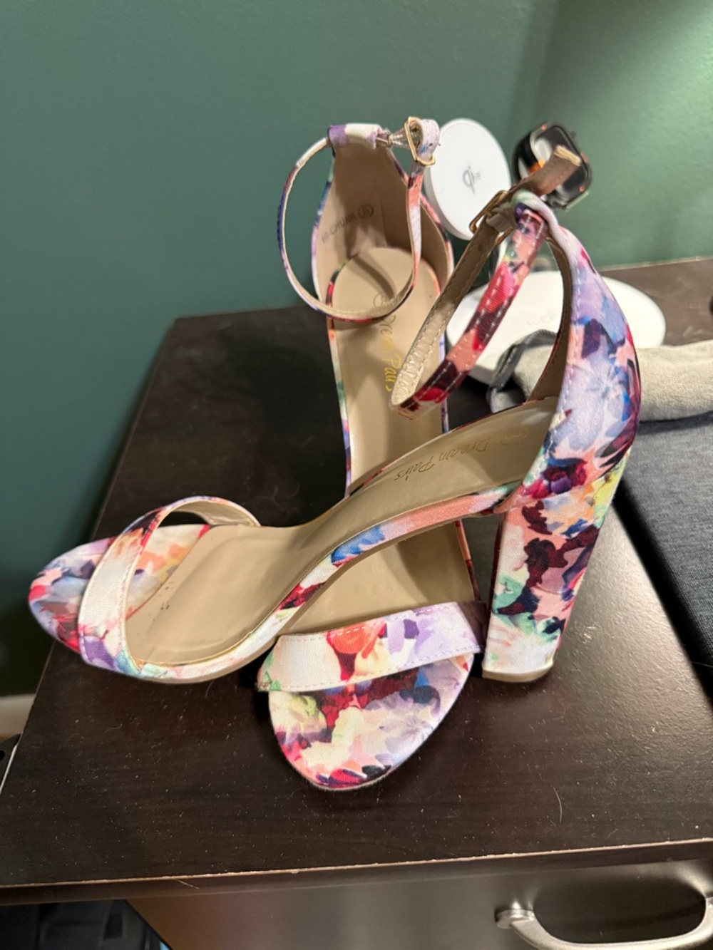 Dream Pairs Multicolor Floral Ankle-Strap Block Heels